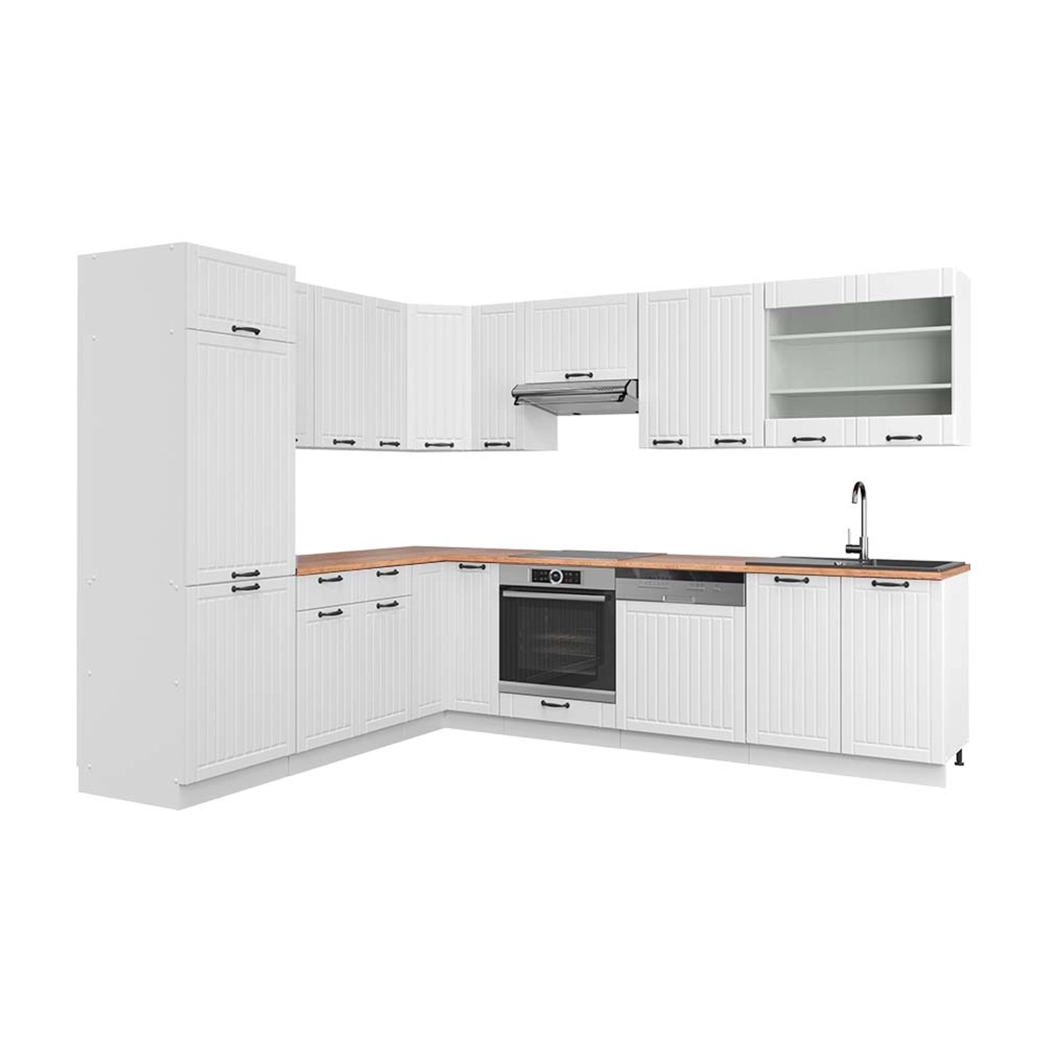Vicco Fame-Line Eckküche Weiß Landhaus/Weiß 227 x 287 cm AP Eiche günstig online kaufen