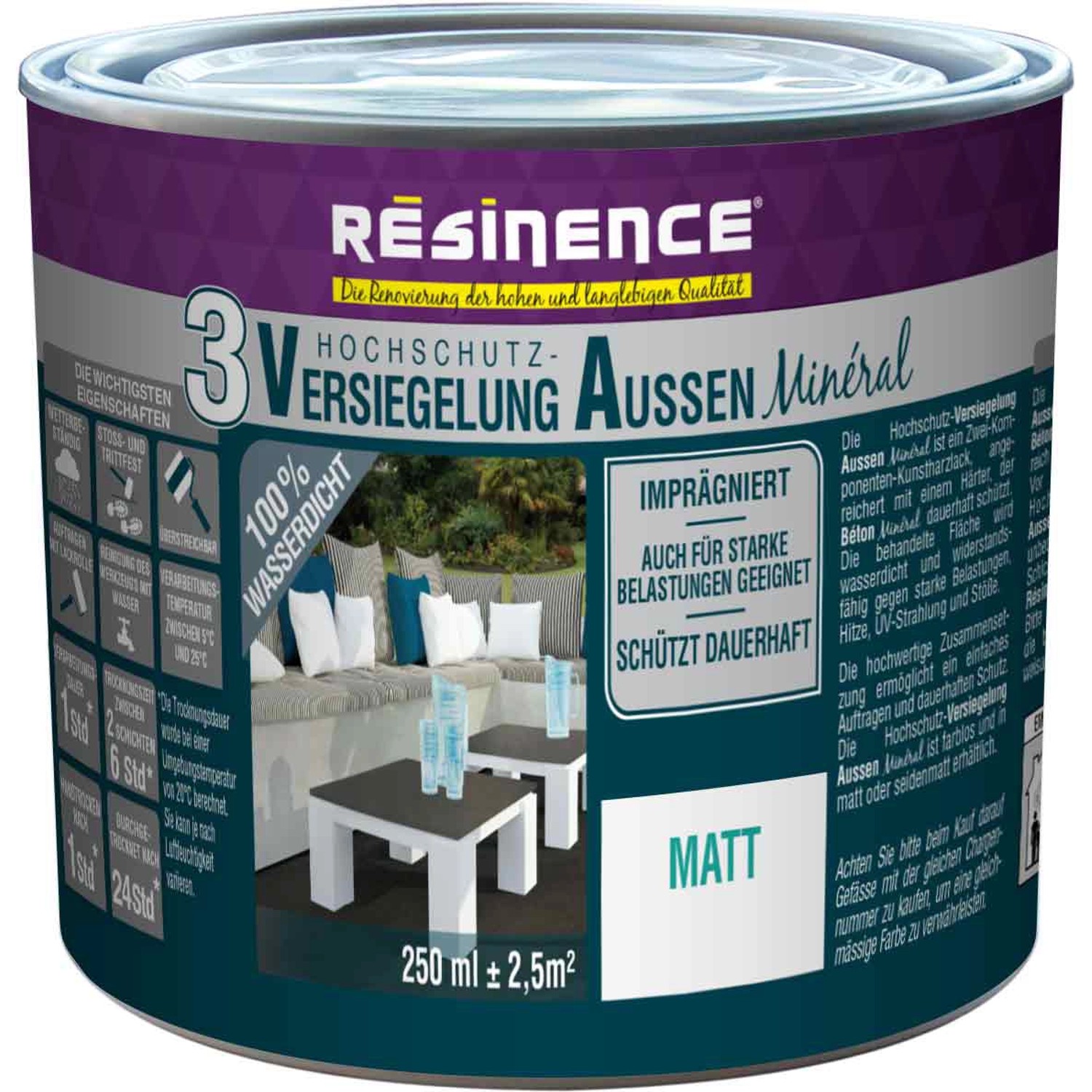 Resinence Versiegelung Mineral 2K Außen Matt 250 ml
