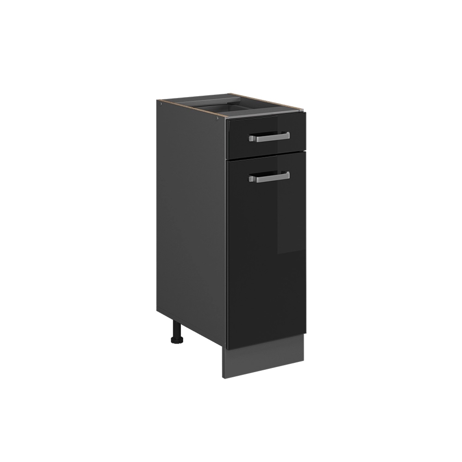 Vicco Küchenunterschrank R-Line Schwarz Hochglanz/Anthrazit 30 cm ohne Arbeitsplatte