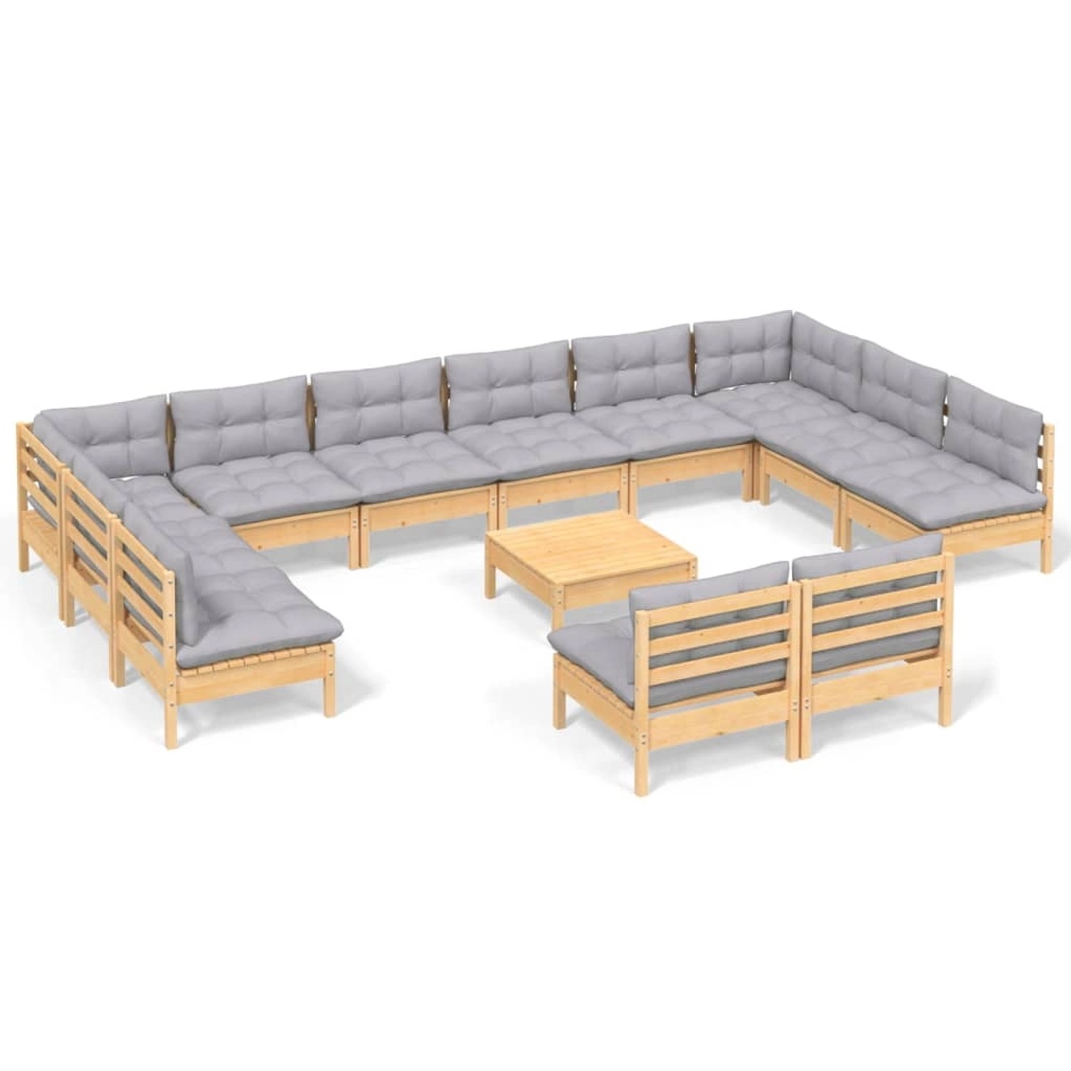 vidaXL 13-Tlg Garten-Lounge-Set mit Grauen Kissen Kiefer Massivholz 3097228 günstig online kaufen