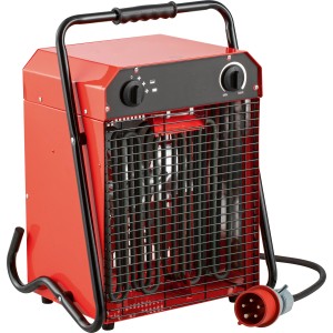 Roter Industrieheizlüfter Hot Air Nesland 9000 W mit Tragegriff und CEE-Stecker.