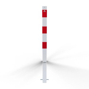Schake Absperrpfosten, verzinkt, zum Einbetonieren, weiß-rot, 70x70 mm.