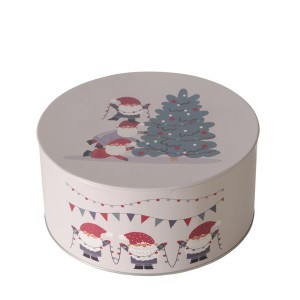 Runde Boltze Vorratsdose Monti in Grau-Rot mit Weihnachtsmotiven, ideal für die Weihnachtsdekoration.