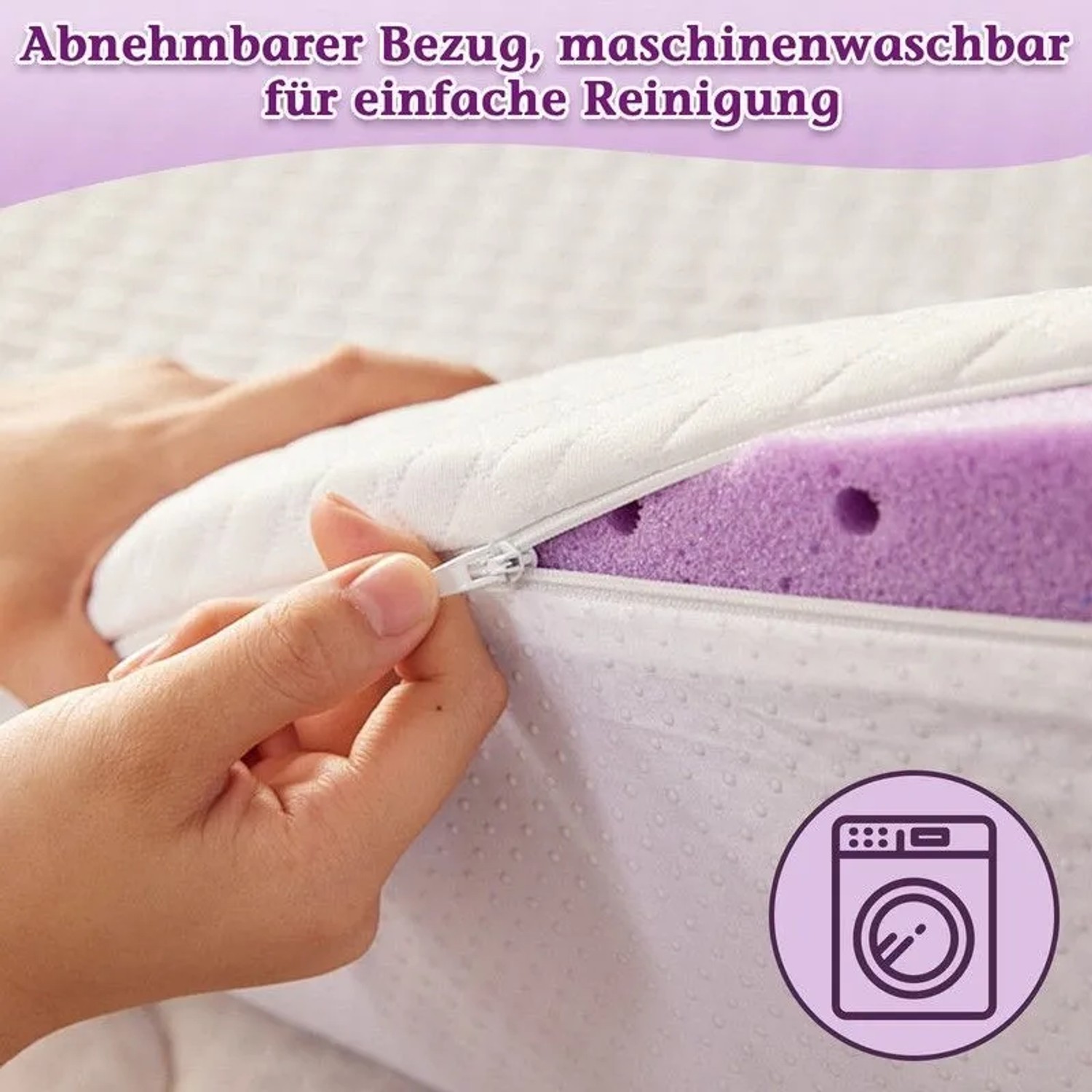 Wenta Gel-Memory-Schaum Topper 180x200 mit abnehmbarem, waschbarem Bezug.