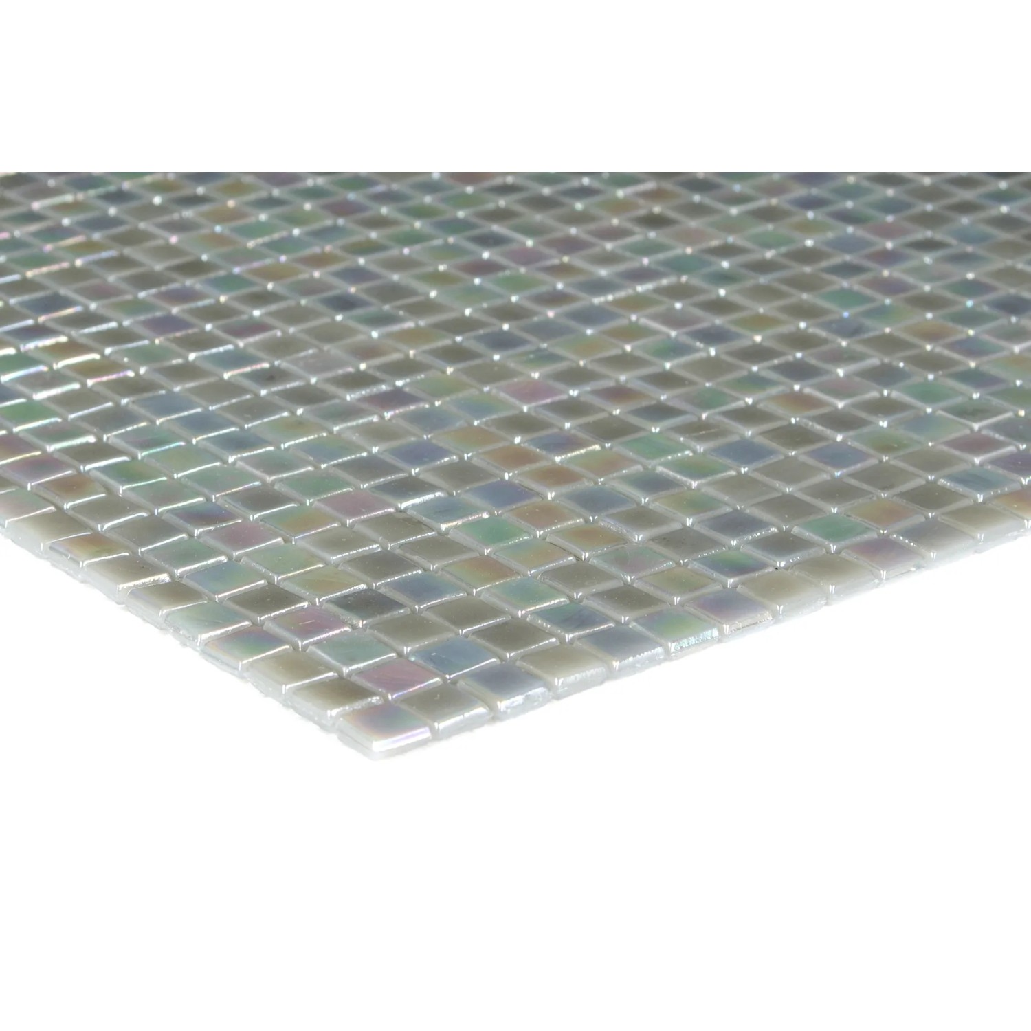 Mosaik Glas Mini Light Grey, 29,6x29,6 cm, für Küche & Bad. Lichtgraue Mosaikfliesen.