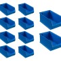PROREGAL SparSet: 10 blaue Sichtlagerboxen, 15x20x35 cm, 7,2 Liter, für Aufbewahrungssysteme.