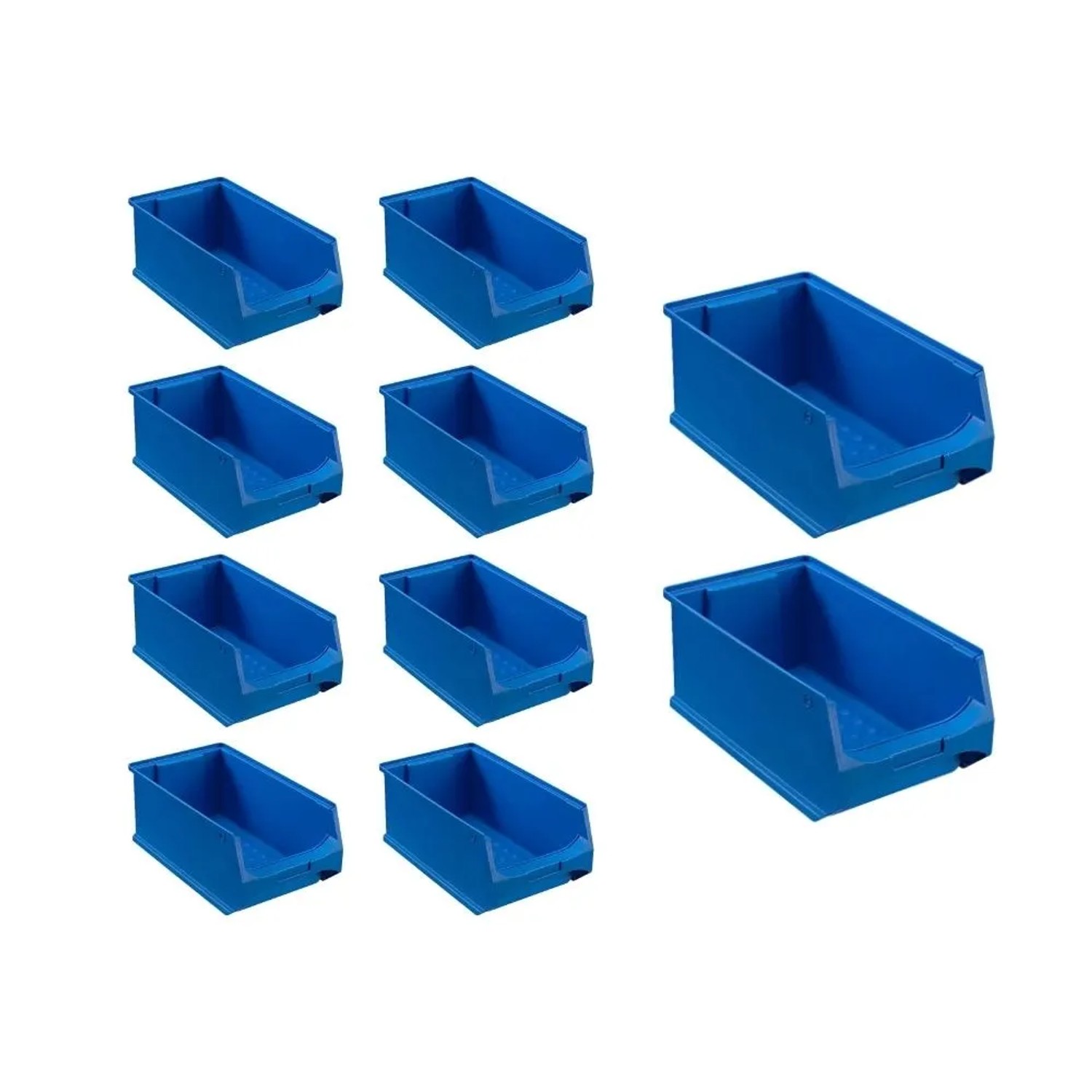 PROREGAL SparSet: 10 blaue Sichtlagerboxen, 15x20x35 cm, 7,2 Liter, für Aufbewahrungssysteme.