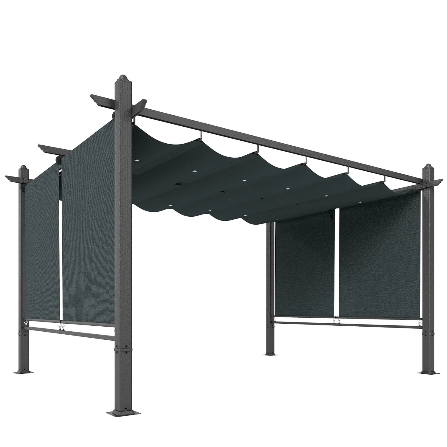Furnicato Pergola 3 X 4 M Terrassenüberdachung Mit Schiebedach Automatisch Einziehbaren Rollos Uv50+ Aluminiumrahmen