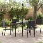 Schwarze 5-teilige Garten Essgruppe aus Poly Rattan von vidaXL mit Tisch und vier Stühlen.