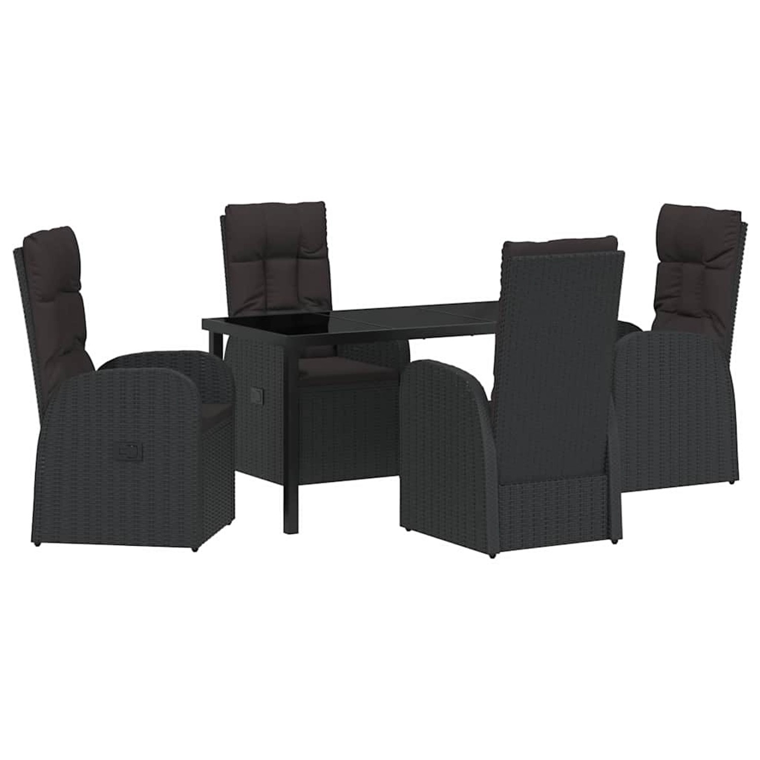 vidaXL Garten Essgruppe mit Kissen 5-Tlg Schwarz Poly Rattan 3379508 günstig online kaufen