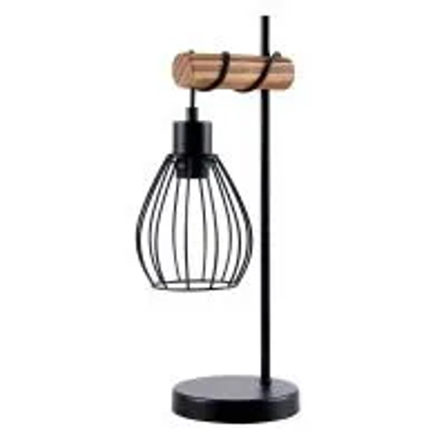 NETTLIFE Tischleuchte Wohnzimmer Vintage Tischlampe Holz Schwarz Nachttischlampe 1-flammig Industriedesign Metall E27 Fassung ohne Leuchtmittel