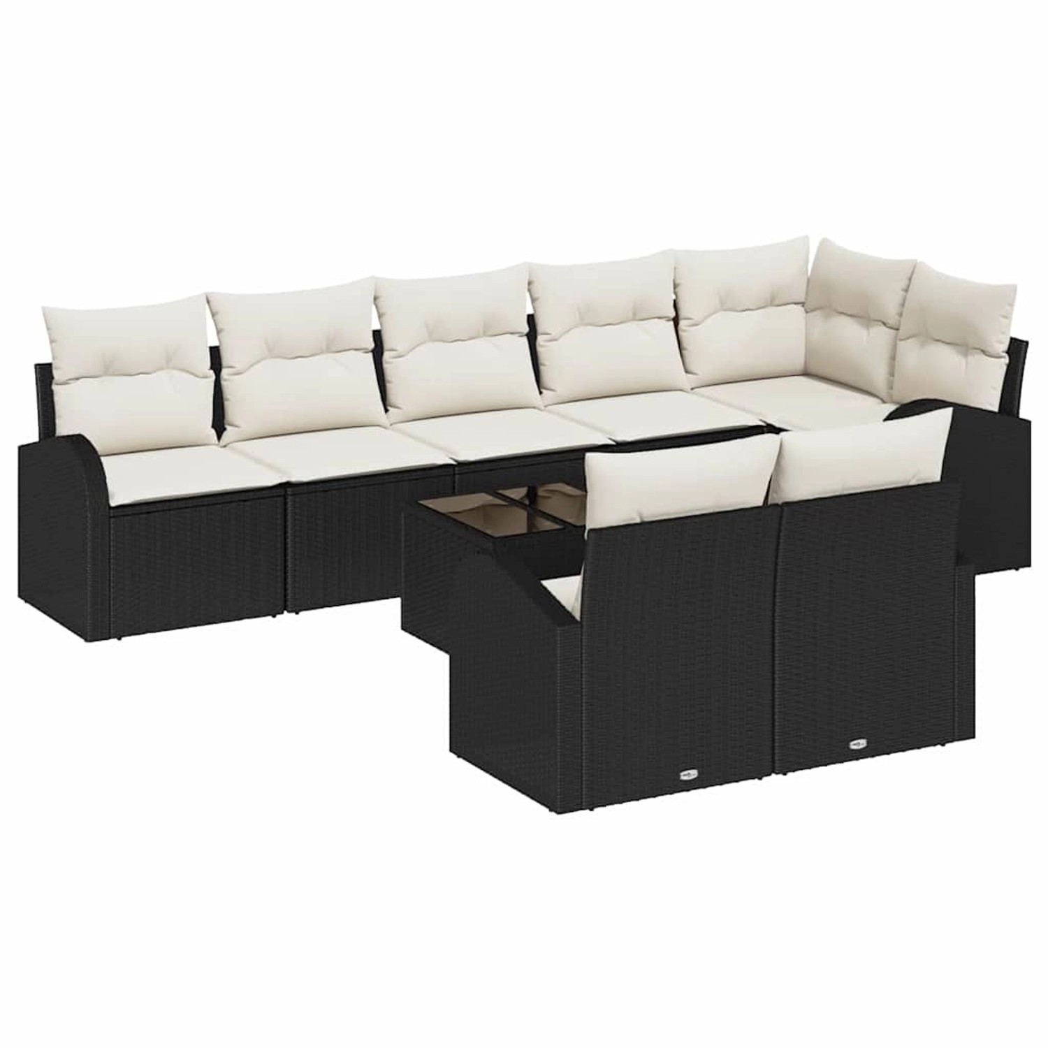 vidaXL Garten-Sofa-Set mit Kissen 9-Tlg Schwarz Weiß Poly Rattan 3354766 günstig online kaufen