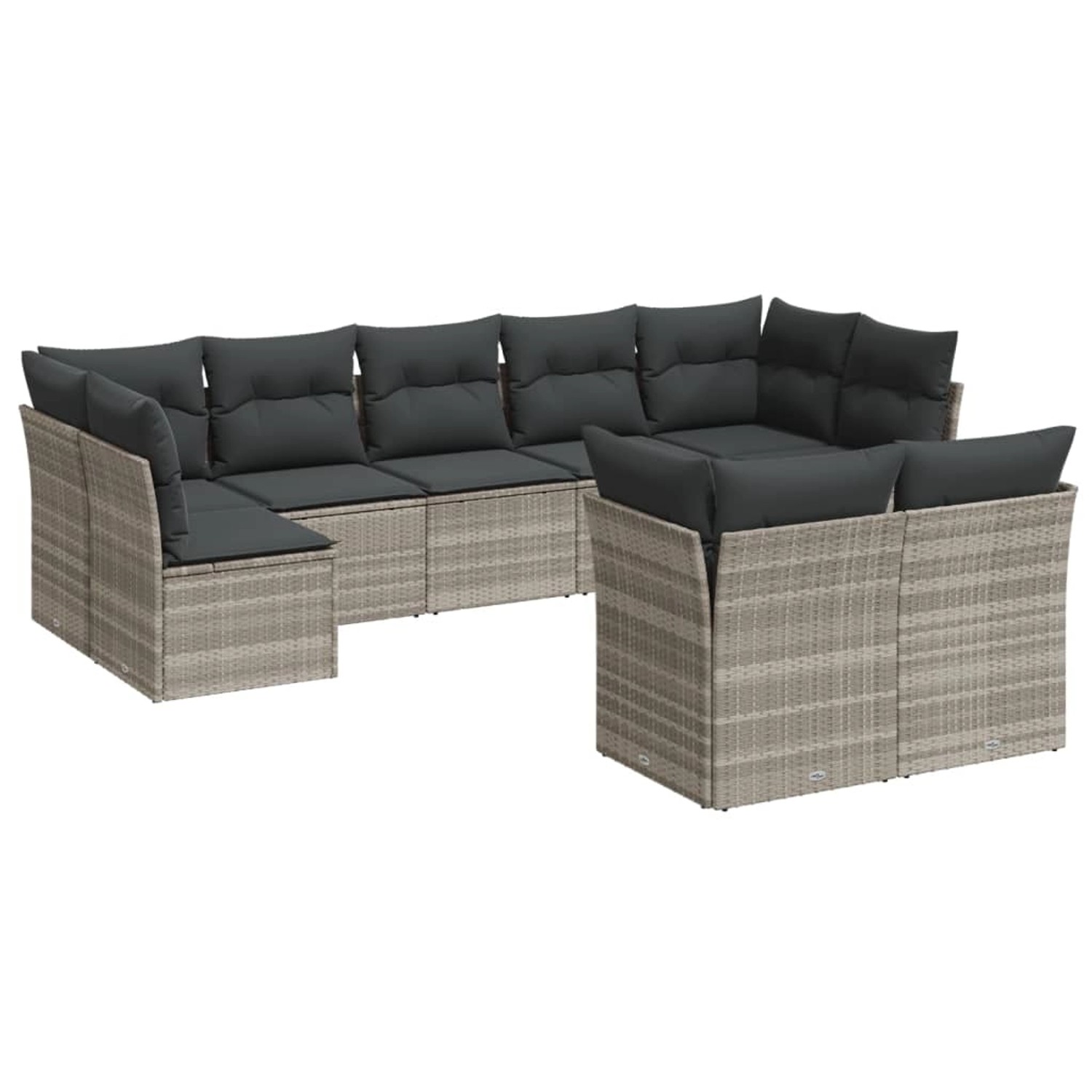 vidaXL 9-Tlg Garten-Sofagarnitur mit Kissen Hellgrau Poly Rattan 3218152 günstig online kaufen