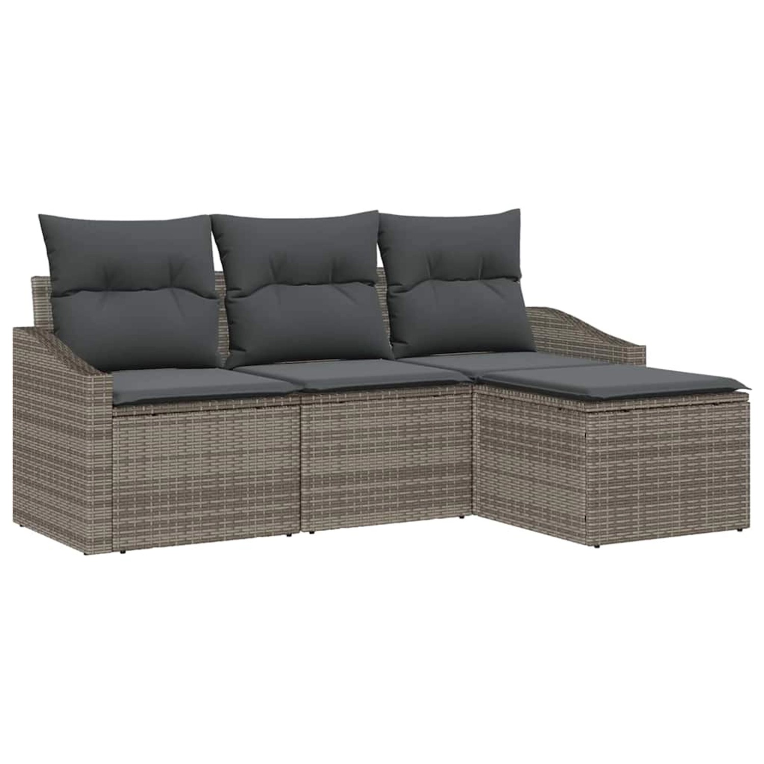 vidaXL Garten-Sofa-Set 4-Tlg Grau Poly Rattan 3346669 günstig online kaufen
