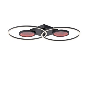 Moderne schwarze LED Deckenleuchte Tunel mit RGB-Lichteffekt für stimmungsvolle Beleuchtung.