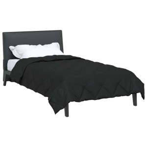 Schwarze vidaXL Ganzjahresbettdecke (220x135 cm) aus Mikrofaser auf einem Bett.
