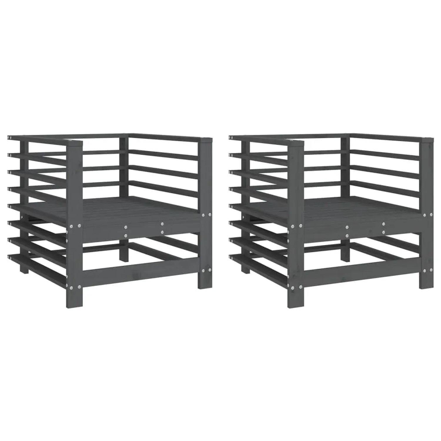 vidaXL Gartenstühle 2 Stk Grau Massivholz Kiefer 825627