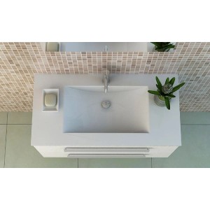 Jet-Line Badmöbel-Set Locarno, 80cm, Weiß Hochglanz mit Unterschrank und Waschbecken.