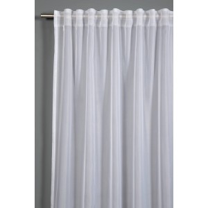 Weißer Bennetti Schal Voile mit Gardinenband, 175x300 cm, für Gardinenstange oder Schiene.