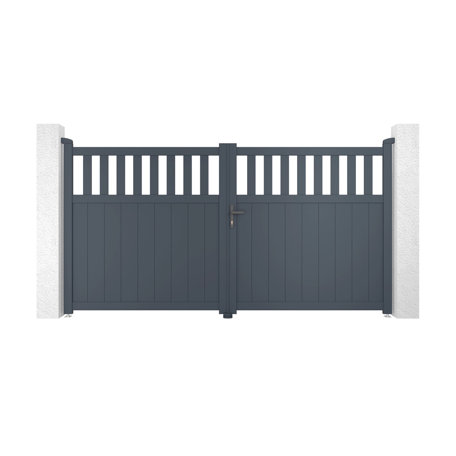 Casanoov Flügeltor Elektrisch Santis 300x160cm Aluminium Grau & Drehtorantr günstig online kaufen