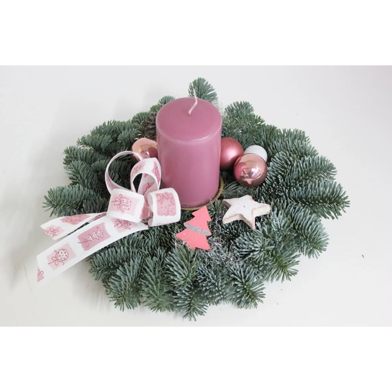 Adventsgesteck Nobilis mit 1 Kerze Ø 32 cm Altrosa kaufen bei OBI