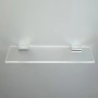 Regalboden aus Klarglas mit silberfarbenen Halterungen für Aurlane Komplettdusche.
