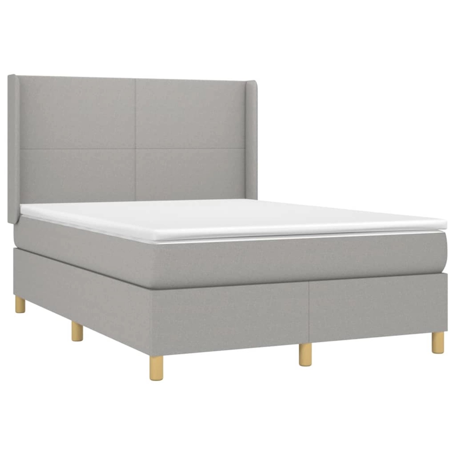 vidaXL Boxspringbett mit Matratze & LED Hellgrau 140x200 cm Stoff 3138717 günstig online kaufen