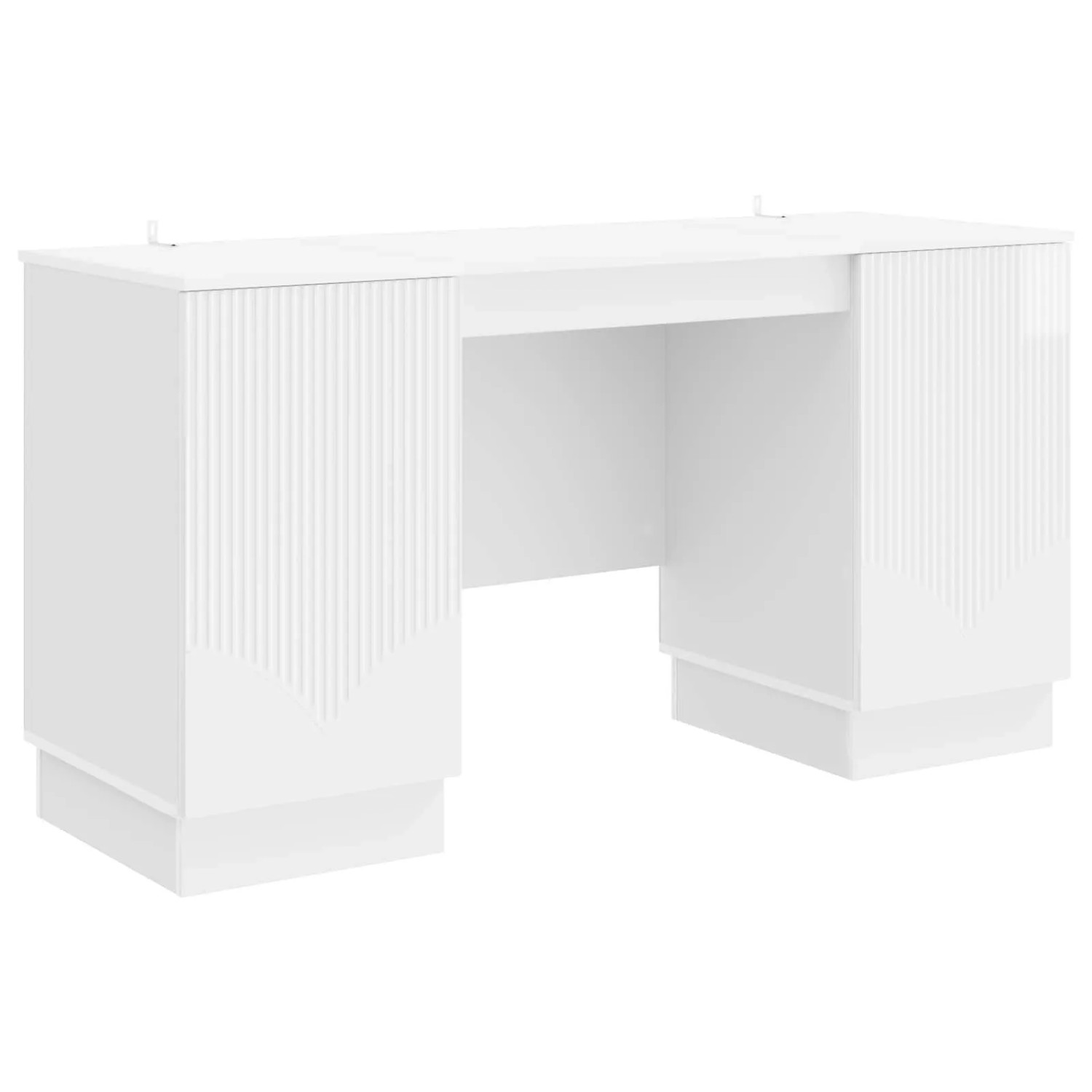 vidaXL Schreibtisch Hochglanz Weiß 142,5 x 50 x 75 cm Holzwerkstoff 3414625
