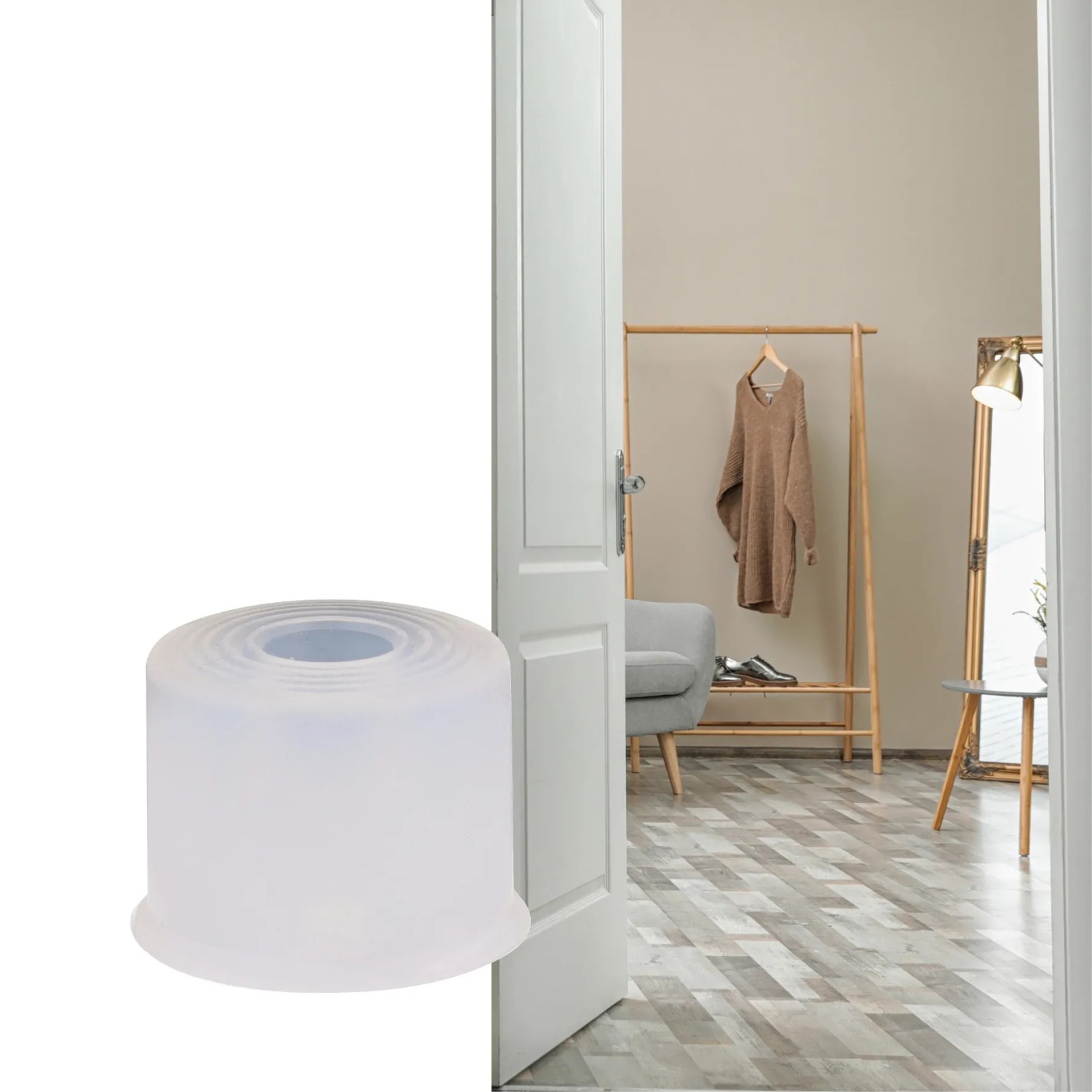 Transparenter Wagner Türstopper Vulkano aus Gummi, Ø 35 mm, für Boden/Wand.