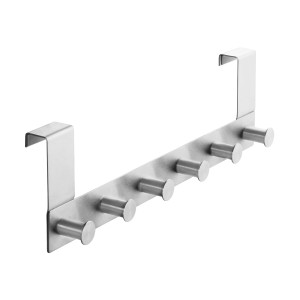 SOTECH Türgarderobe LINEA I Edelstahl Gebürstet mit 6 Haken für Türen mit Falz max. 16 mm