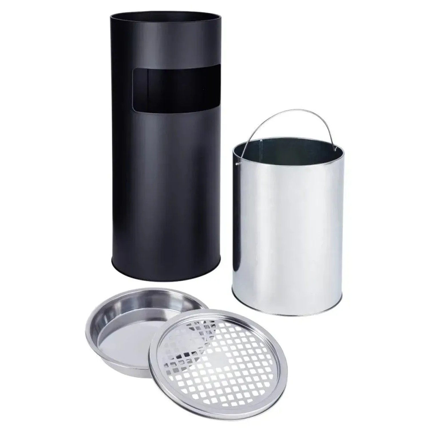 SVITA Outdoor Standaschenbecher mit Mülleimer 30 L 60 x 25 cm Schwarz kaufen bei OBI