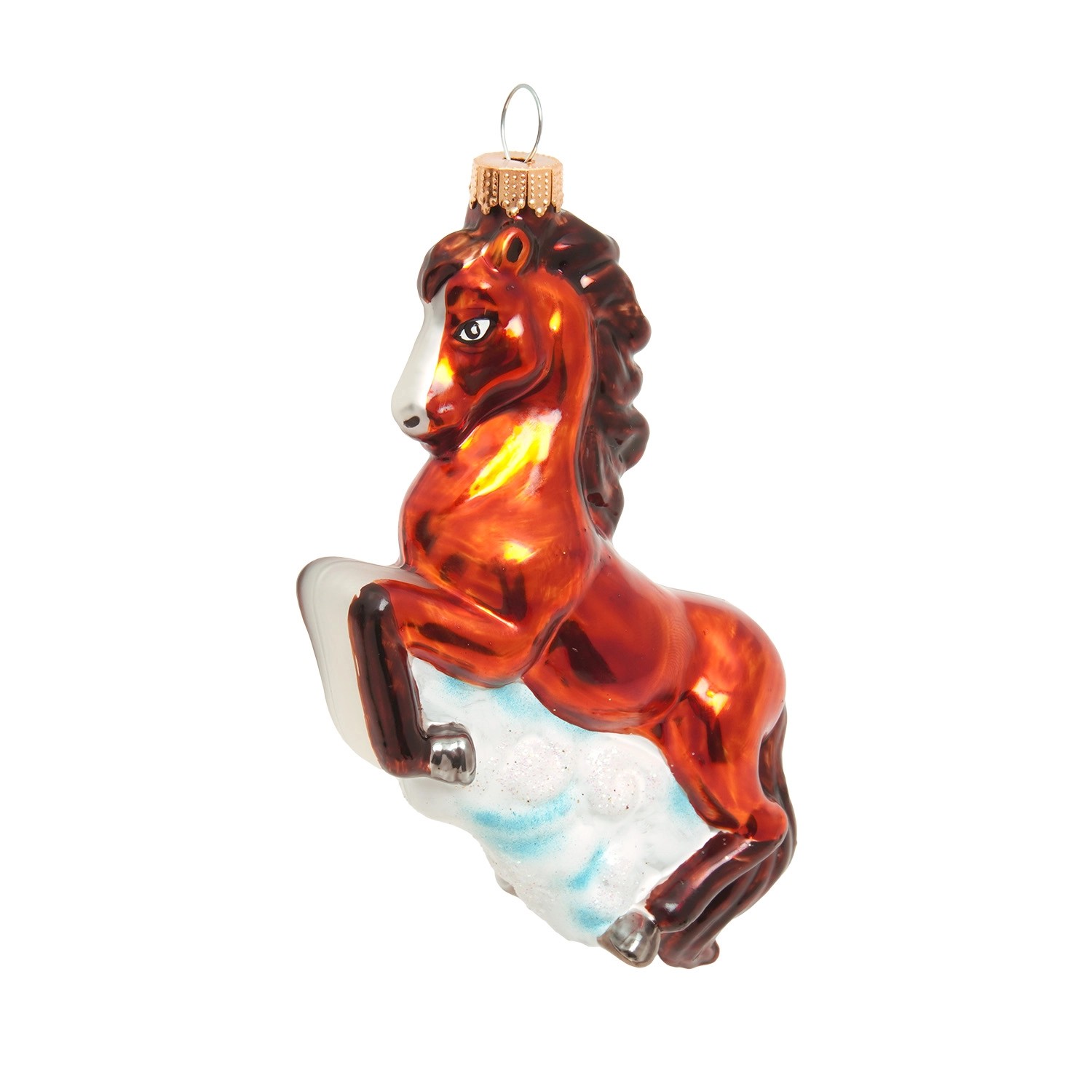 Krebs Glas Lauscha Baumschmuck Feuerpferd Braun 12cm