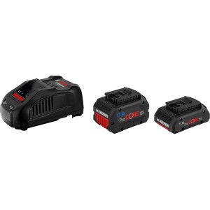 Bosch Professional 18V Akku-Starterset mit 4 Ah & 5,5 Ah Akkus und Ladegerät.