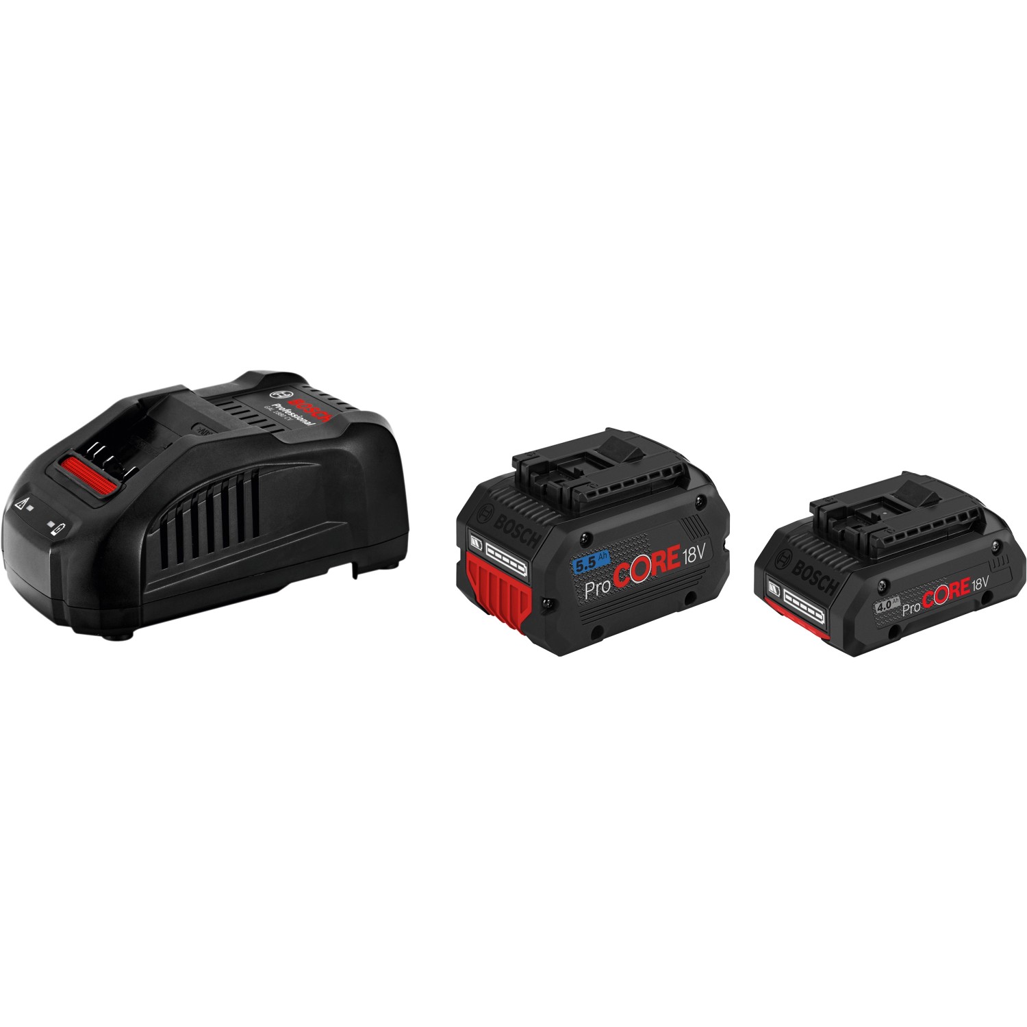 Bosch Professional 18 V Akkustarter-Kit mit 1x 4 Ah/1x 5,5 Ah und GAL 18V-40