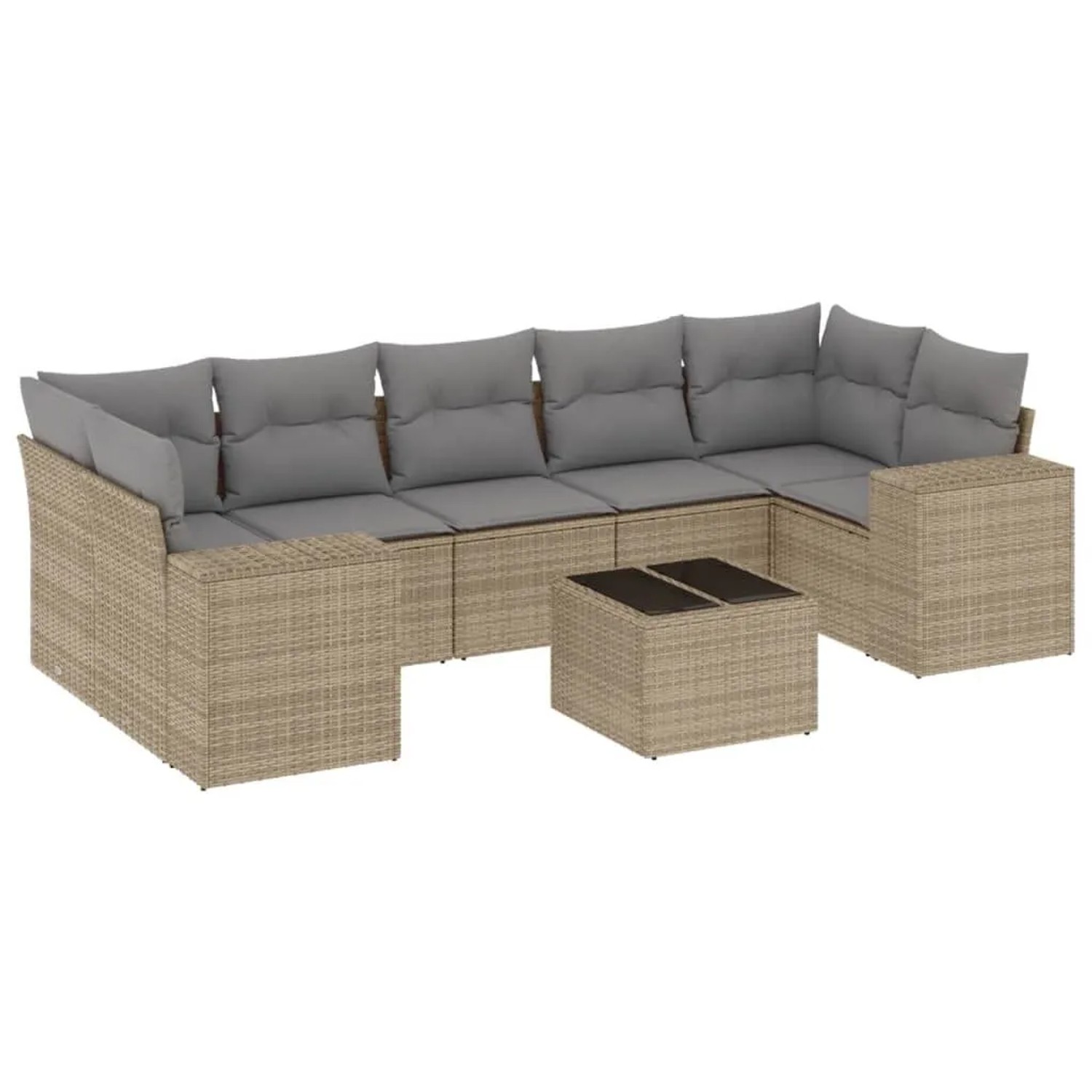 vidaXL 8-Tlg Garten-Sofagarnitur mit Kissen Beige Poly Rattan 3222338
