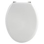 Weißer MSV WC-Sitz Cleo aus MDF mit Edelstahl-Scharnieren, 45x37 cm.