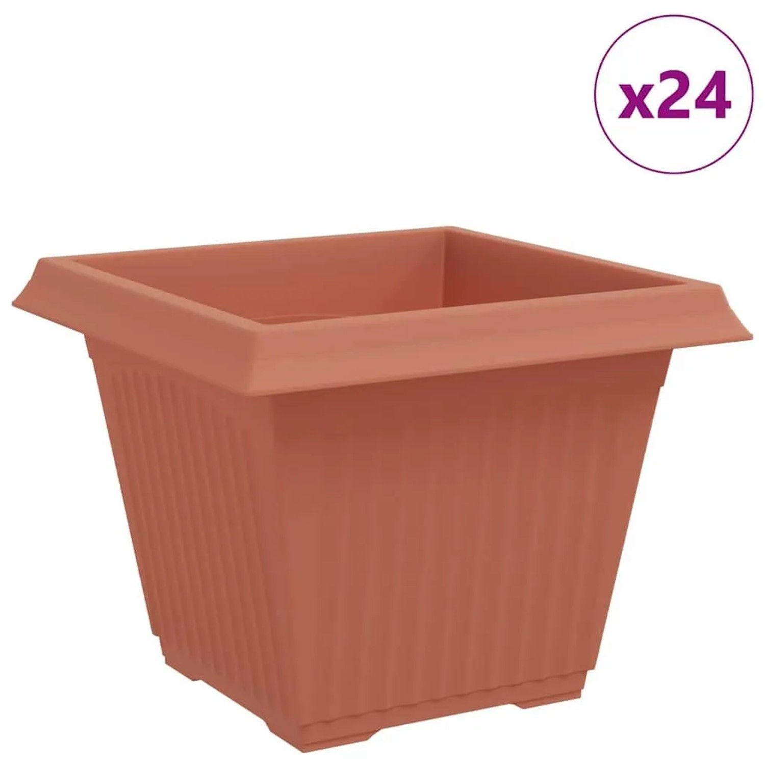 vidaXL Quadratischer Blumentopf 24 Stk Ziegelrot 43 x 43 x 33,5 cm 42020347