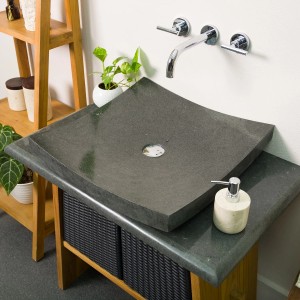 Wohnfreuden Andesit Waschbecken Zen 50 cm Schwarz