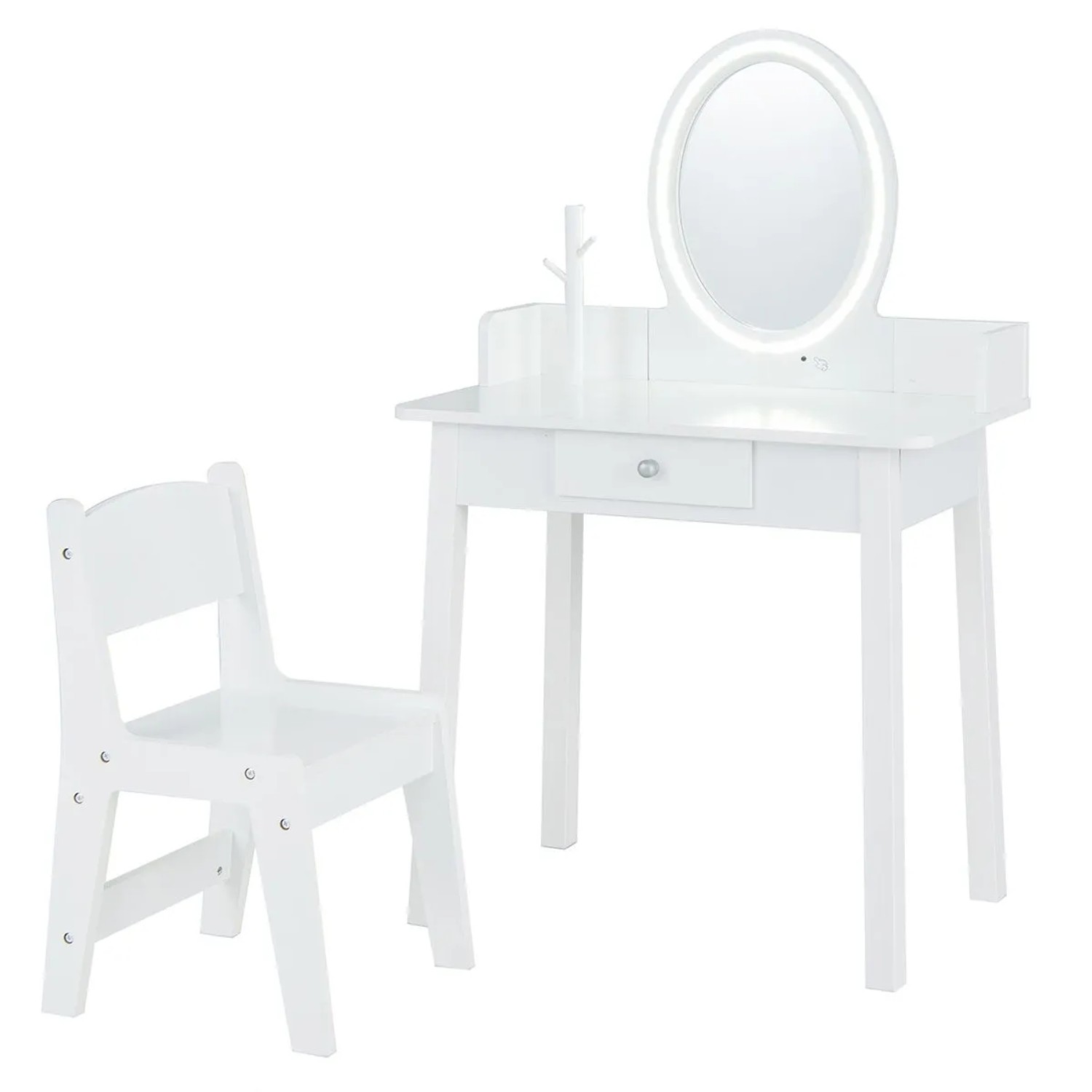 Costway 2 In 1 Kinder Schminktisch mit 4 Schubladen & Regal Weiß