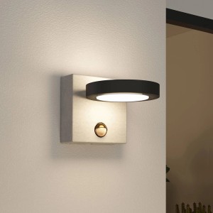 Lucande LED Beton Wandleuchte Außen Belna 9619252 mit Bewegungsmelder Spritzwassergeschützt Modern in Schwarz aus Beton Aluminium 1-flammig