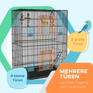 PawHut Vogelkäfig mit Zubehör und mehreren Türen für leichten Zugang.