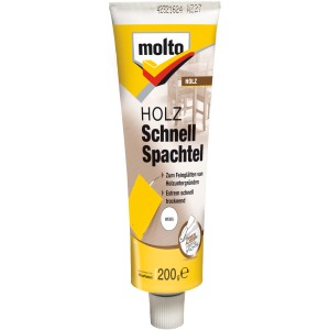 Tube Molto Holz Schnell-Spachtel 200g für innen & außen. Holzspachtel zum Ausbessern und Glätten von Holz.