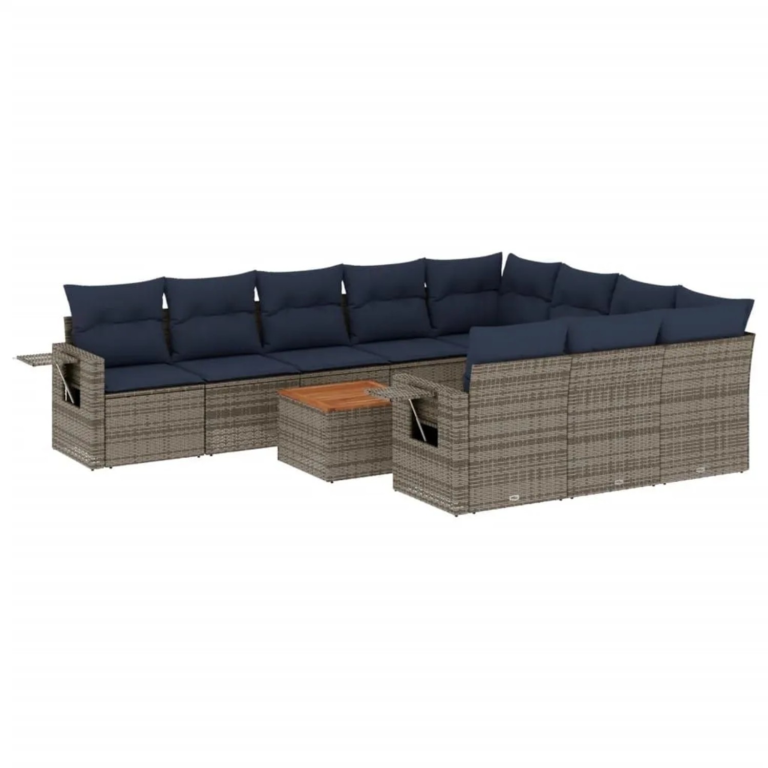 vidaXL 11-Tlg Gartensofa-Set mit Kissen Grau Polyrattan 3224745