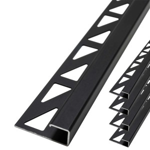 Schwarze Dalsys Fliesenschiene aus Aluminium, 5 Stück, 8mm Eckprofil mit Dreieck-Lochmuster.