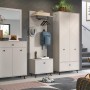 Inn.Furn Schuhschrank Apunti, sandfarben matt, 80 cm breit, mit gefrästen Fronten, 2 Türen, Schublade, schwarzen Metallgriffen & Füßen.