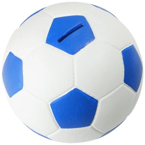 HMF 4790-05 Spardose Fußball Lederoptik 15 cm Durchmesser Blau Weiß