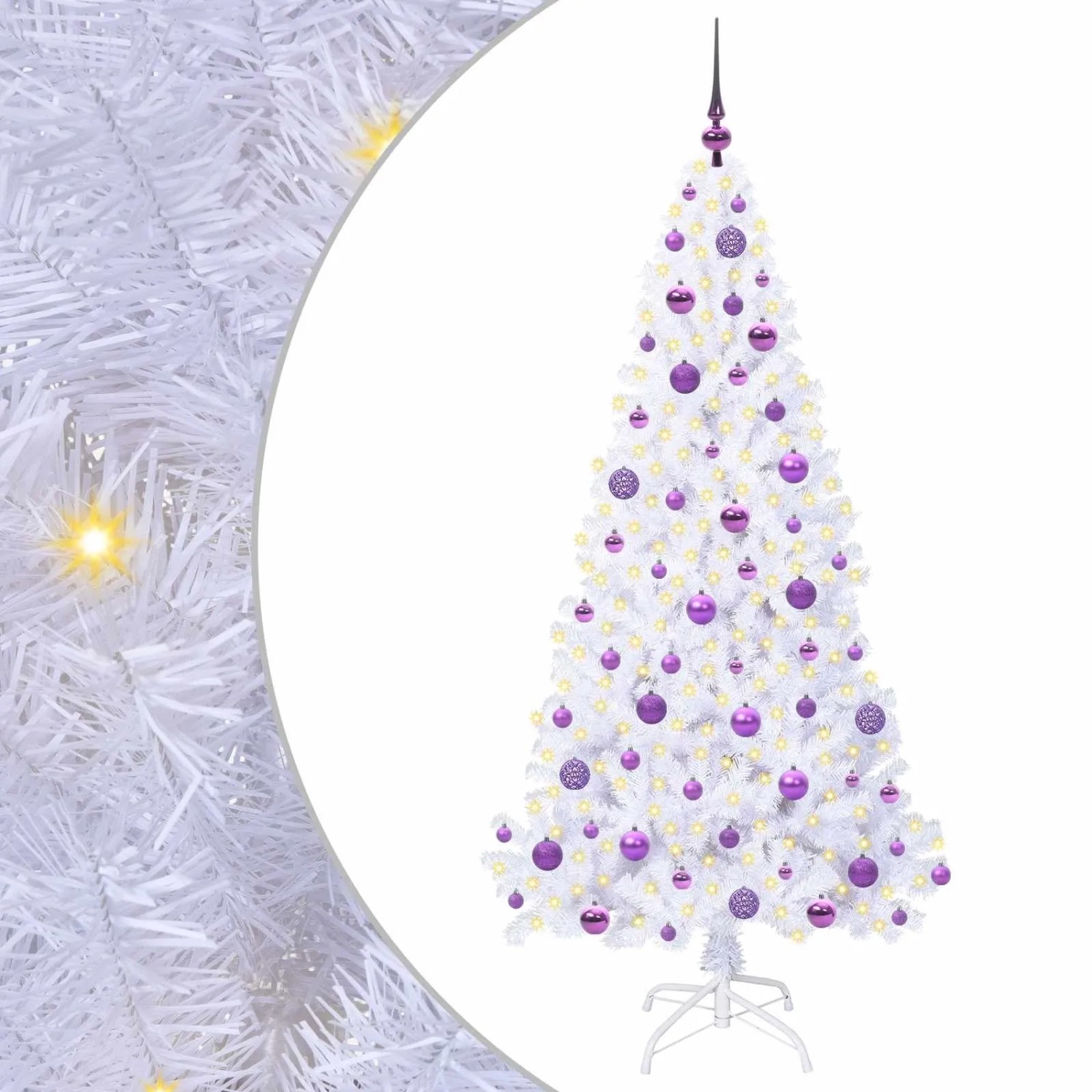 vidaXL Künstlicher Weihnachtsbaum Weiß 180 cm PVC und Stahl 3426773