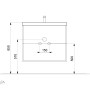 Skizze Badmöbel Portus 600 SlimLine Grafit, Maße: 60,6x49,6x36 cm.