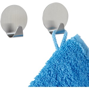 Wenko Strip It Rundhaken 2er-Set, matte Edelstahl Wandhaken für Handtücher.
