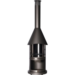 Buschbeck Grillkamin Auckland Edelstahl hellgrau, Holzkohlegrill mit Feuerstelle für Garten & Terrasse.